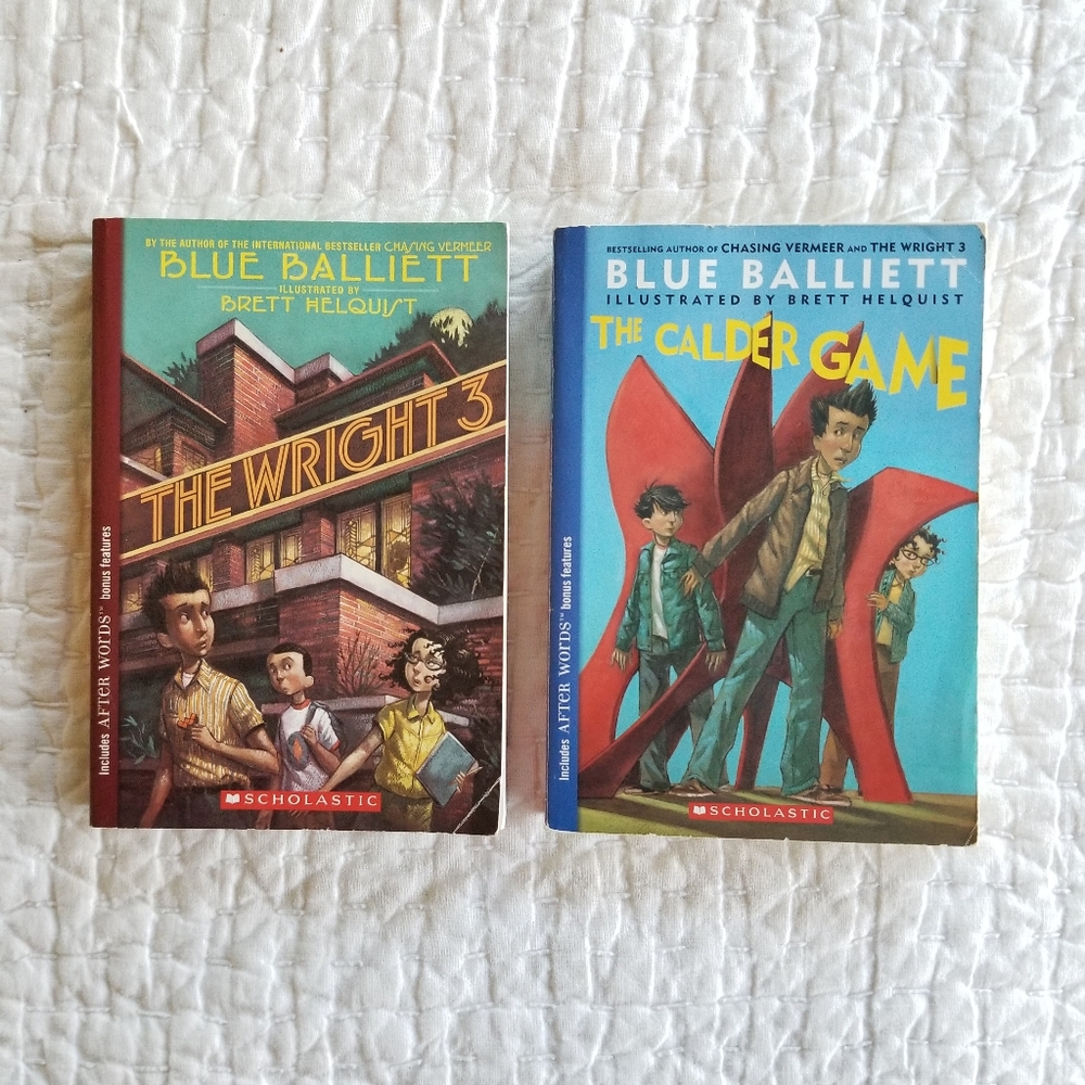 The Wright 3 & The Calder Game By Blue Balliett Scholastic Paperback Book Set